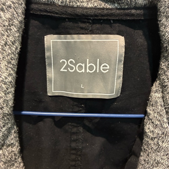2Sable Black and Gray Hooded Jacket⭐️21” ptp - Picture 2 of 6